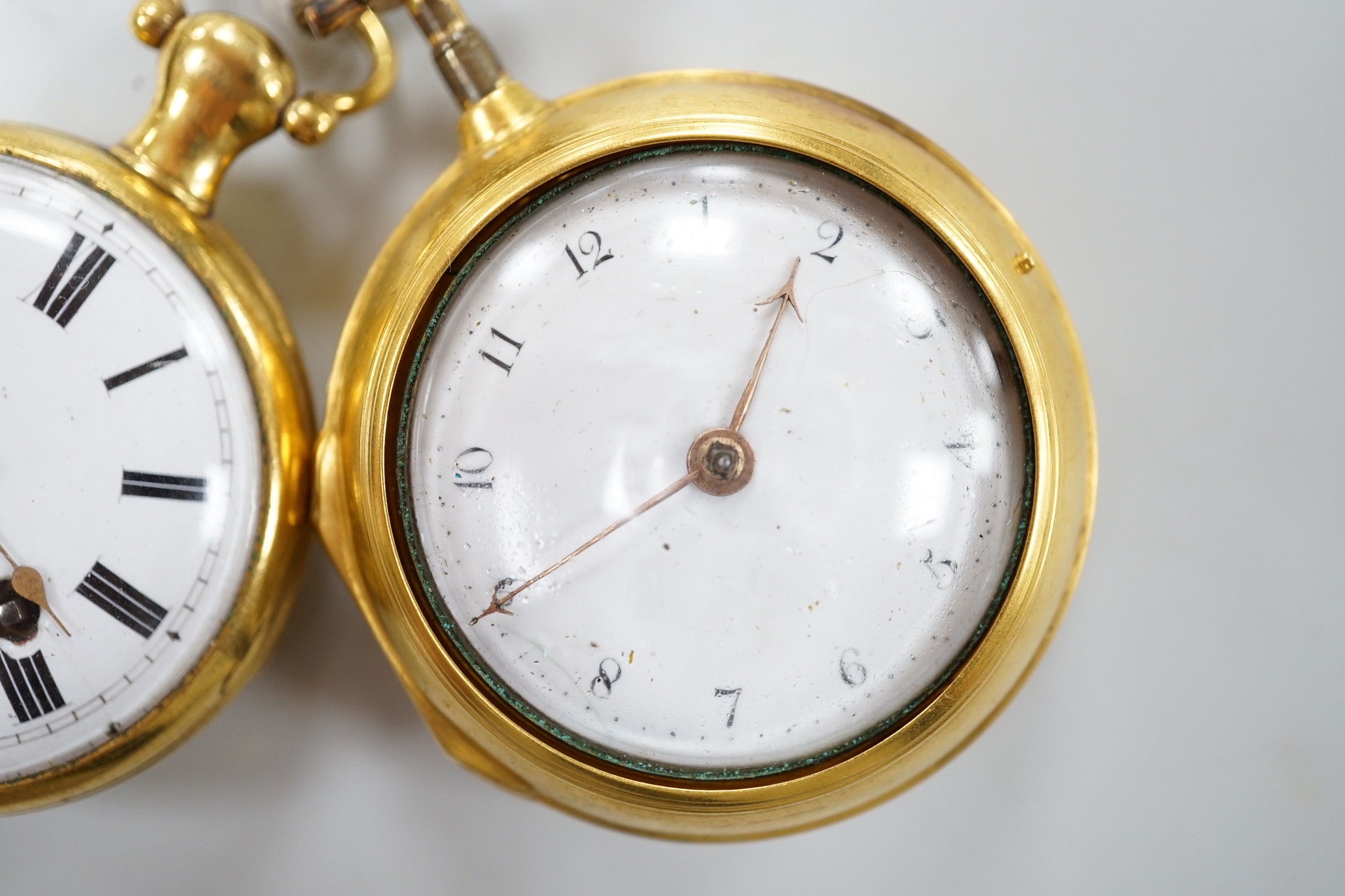 Two 19th century gilt metal pocket watches including pair cased by Cooper & Hedge of Colchester and Dwerrihouse, London.